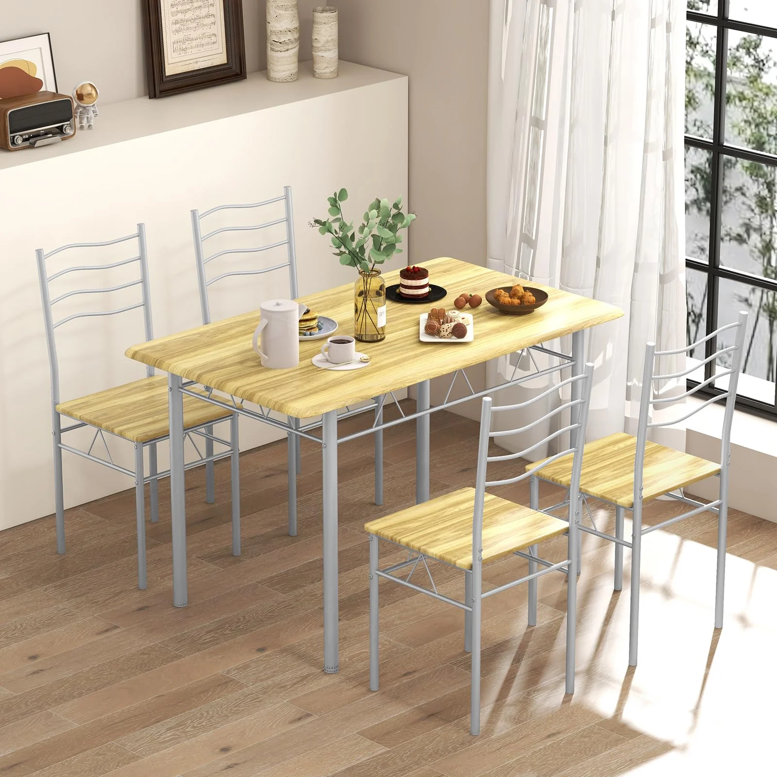 BEFOUNDLOVELY 5 Piece Dining Table Set with 4 Chairs