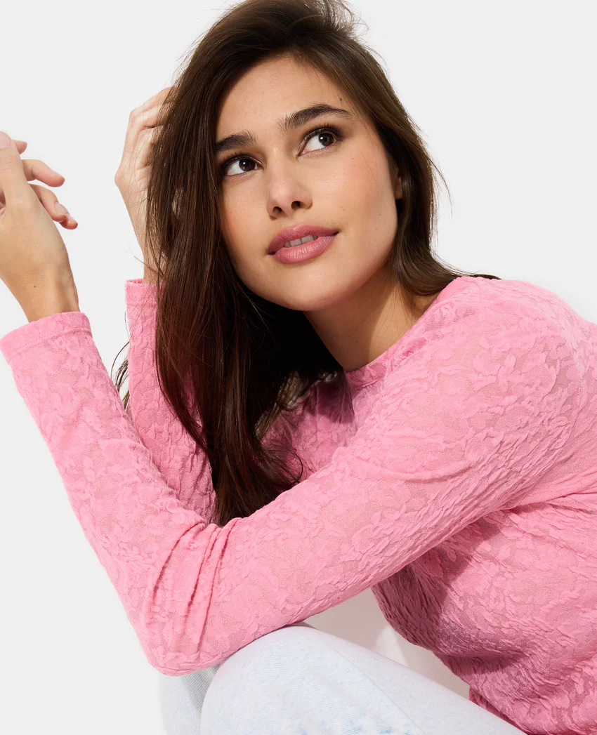 Pimkie T-shirt manches longues en jacquard effet dentelle