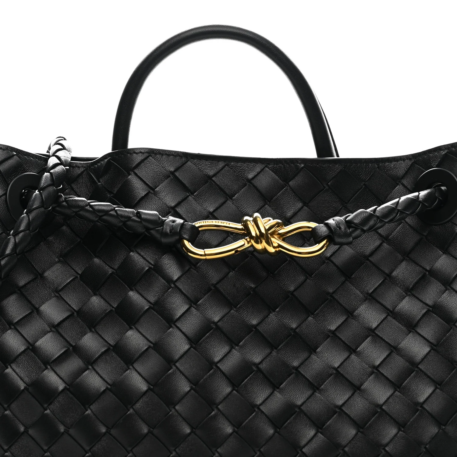 Nappa Intrecciato Medium Andiamo Shoulder Bag Black - Top Club