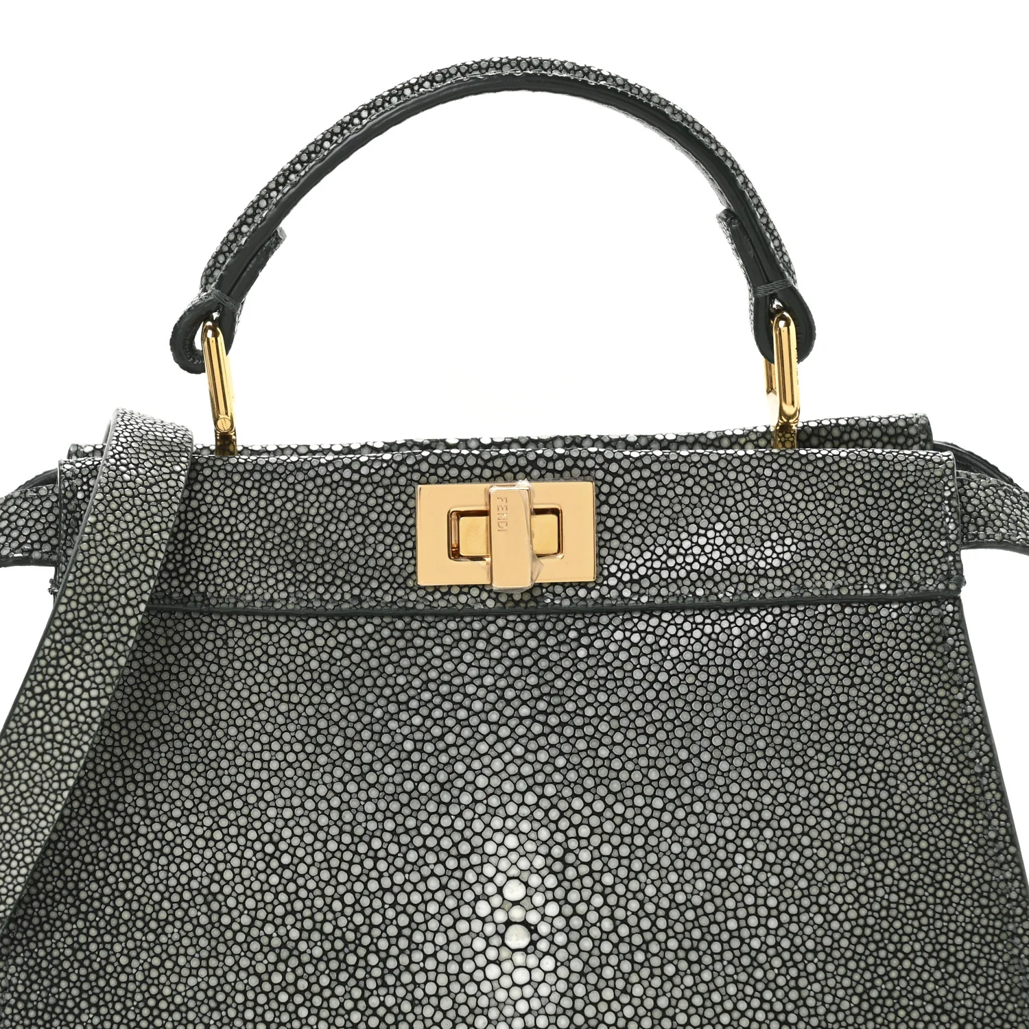 Stingray Shiny Nappa Petite Peekaboo I SEE U Satchel Verde Inglese - Top Club