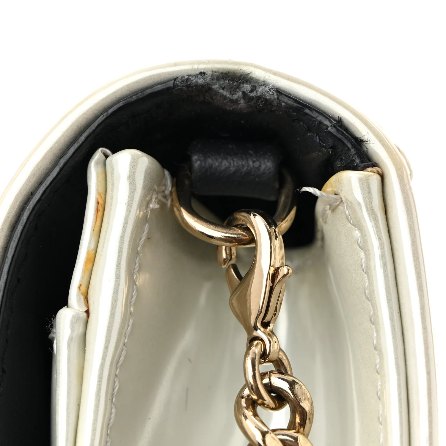 Patent Micro-Cannage Diorama Wallet on Chain Pouch White - Top Club