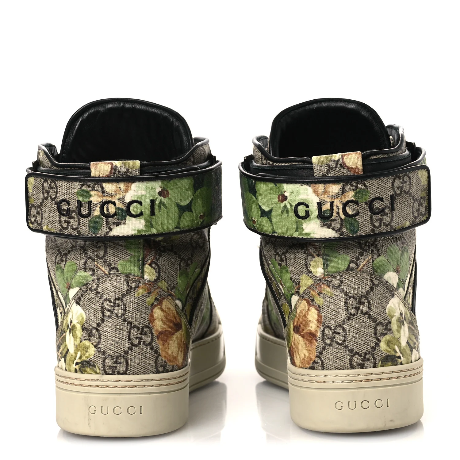 GG Monogram Blooms Web High Top Sneakers 8 Beige Green - Top Club