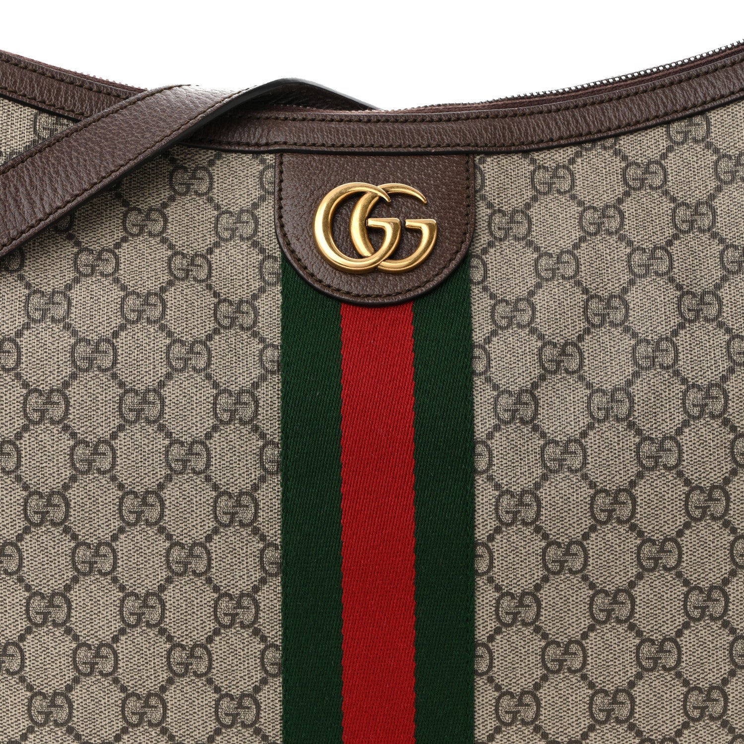 GG Supreme Monogram Web Ophidia Half Moon Hobo Brown - Top Club