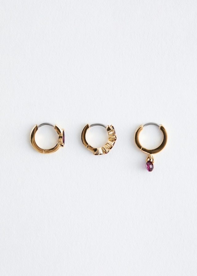 & Other Stories CRYSTAL HOOP EARRINGS SET