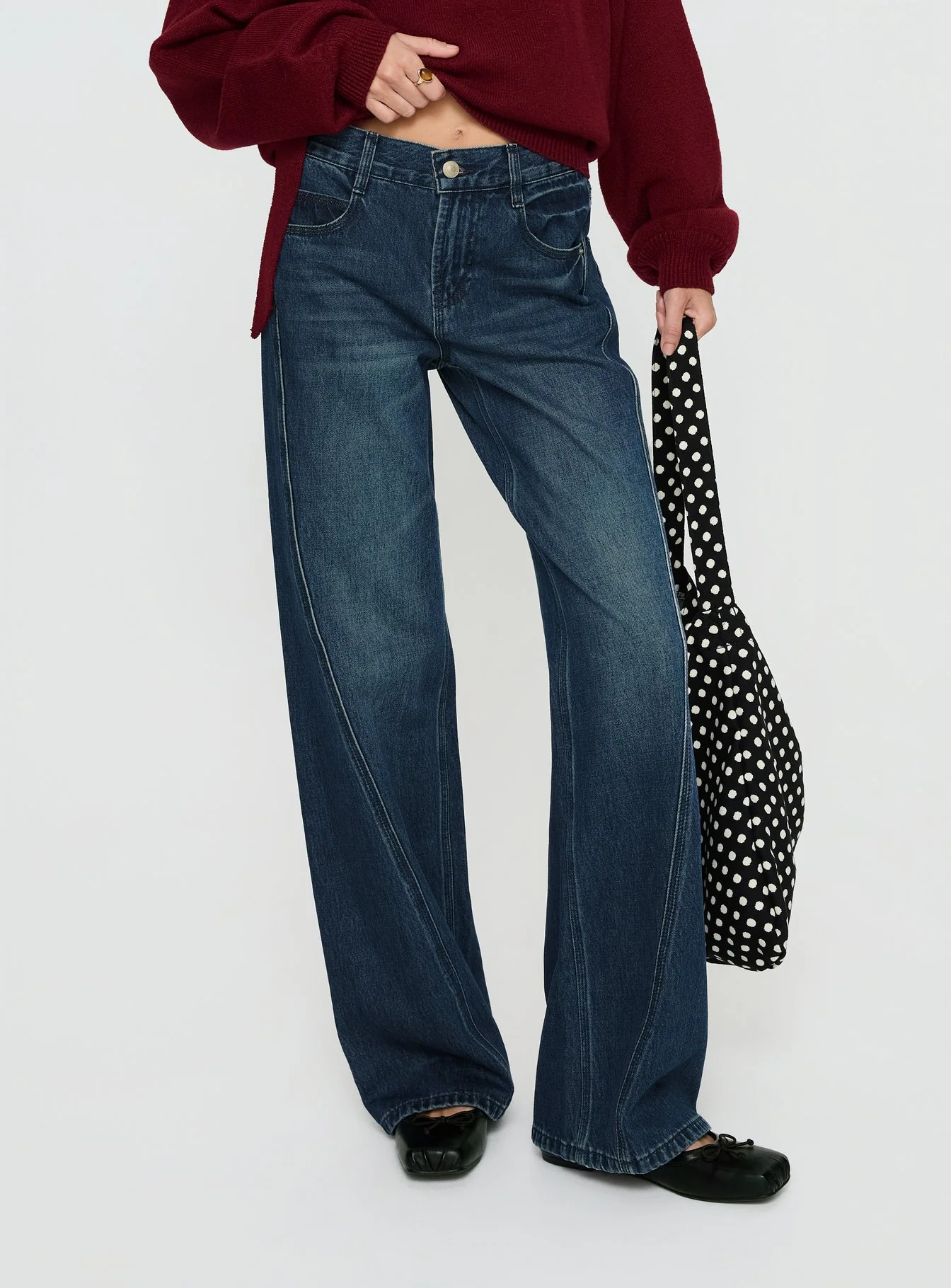 Kellsie High Rise Wide Leg Jeans Dark Blue Wash