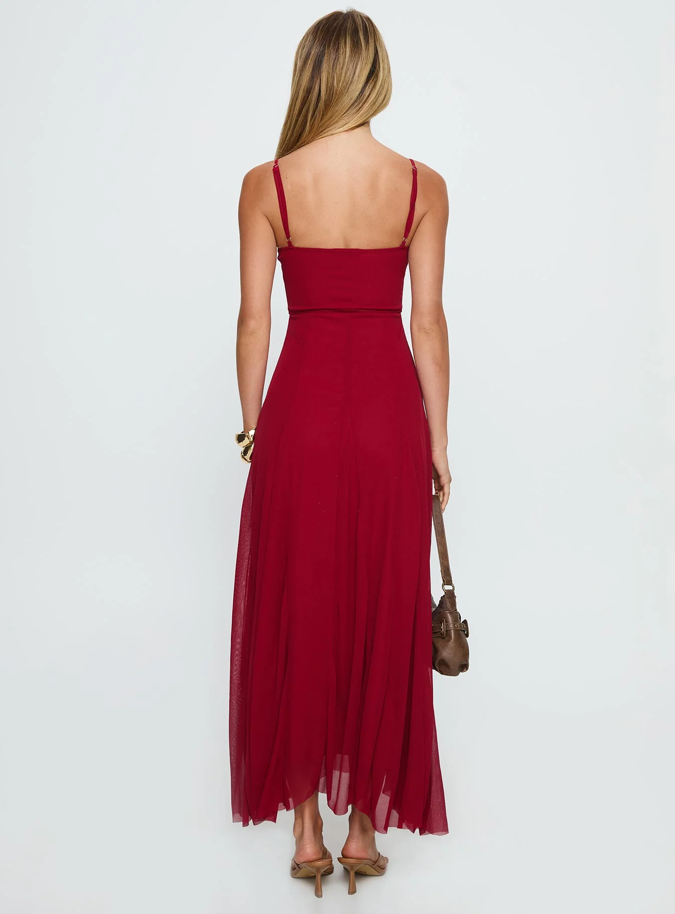 Janeira Pleat Maxi Dress Red