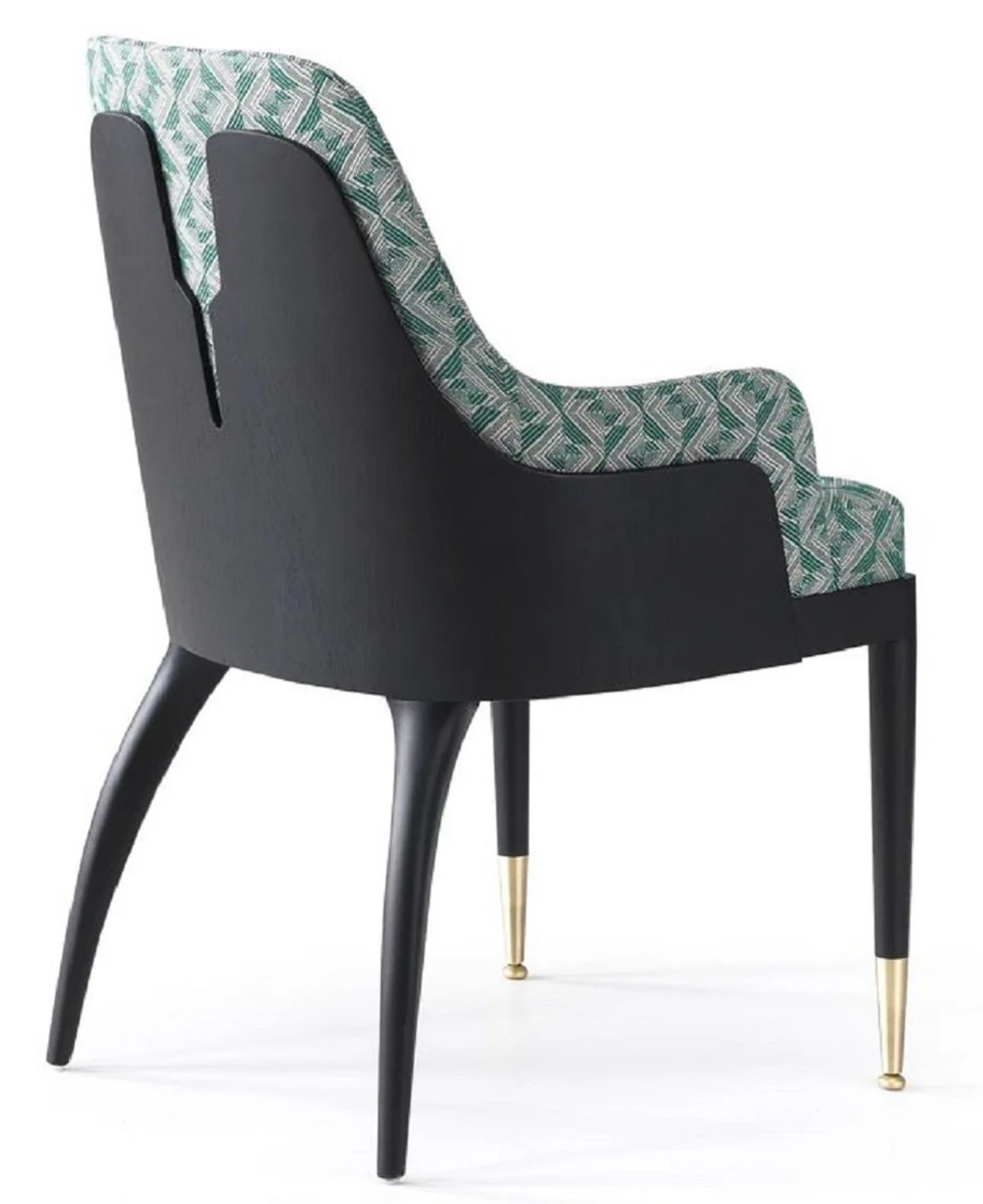 Luxury Dining Room Set Green Pattern / Black / Brass - 1 Luxury Dining Table & 8 Luxury Dining Chairs - Dining Room Furniture - Luxury Furniture - Luxury Collection