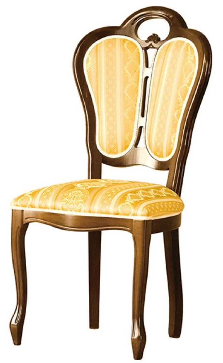 Luxury Baroque dining room chair brown / white / gold 48 x 43 x H. 104.5 cm - Baroque dining room furniture