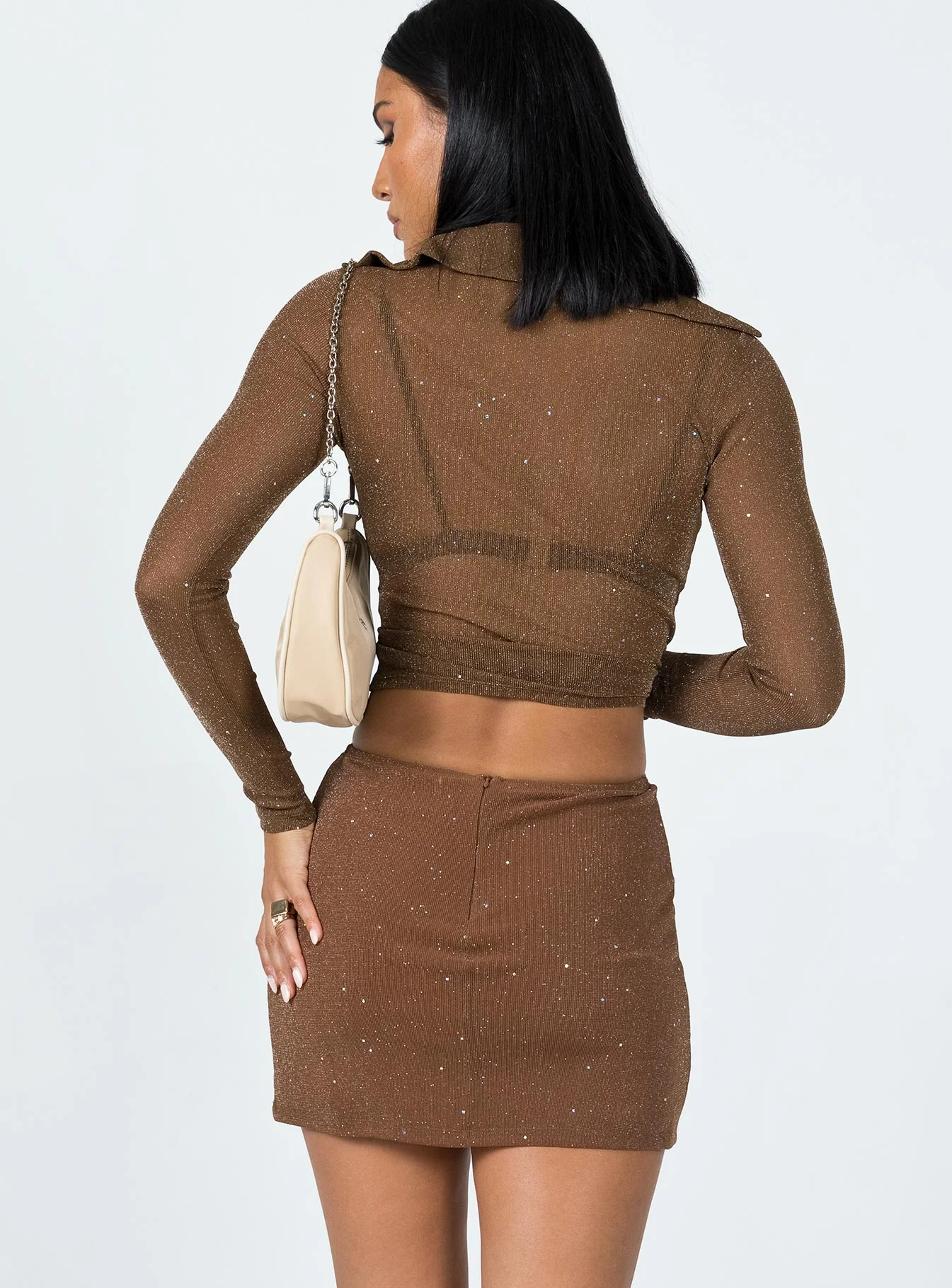 Selby Mini Skirt Brown Glitter