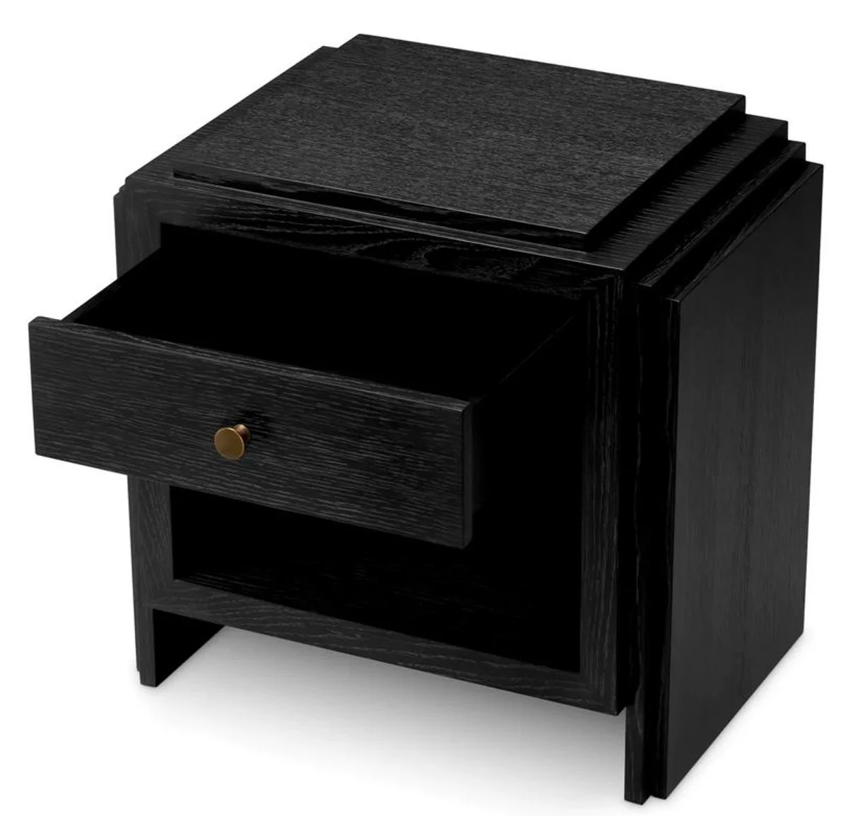 Luxury bedside table anthracite gray / brass 58 x 42.5 x H.57 cm - Bedroom side table with drawers - Luxury bedroom furniture