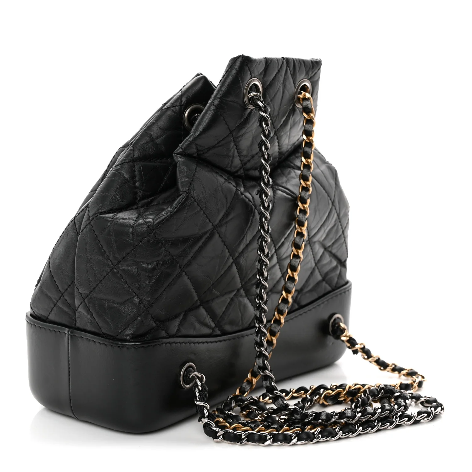 Aged Calfskin Quilted Small Gabrielle Backpack Black - Top Club