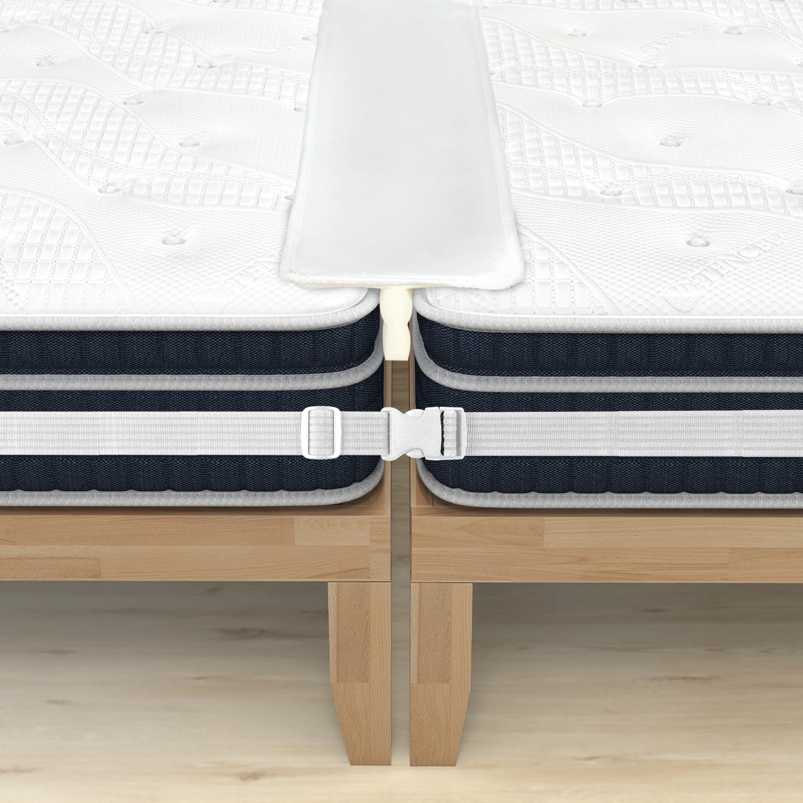 BEFOUNDLOVELY 75” X 9” Wide Bed Bridge Twin to King Converter Kit, Mattress Connector Kit with Adjustable Strap, Split King Gap Filler