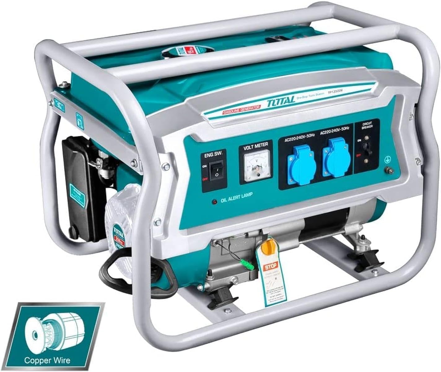 TOTAL - Generatore di corrente 3,5 kW con motore 4 tempi e avviamento a strappo