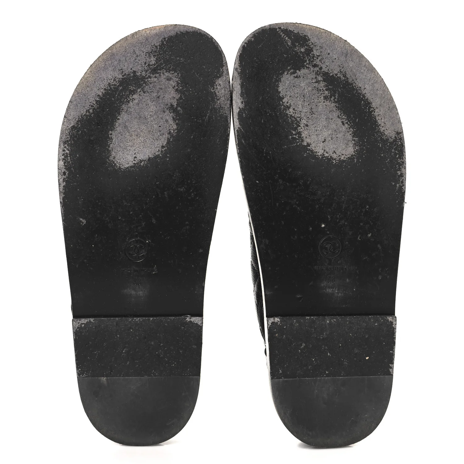 Grained Calfskin Velcro Dad Sandals 38 Black - Top Club