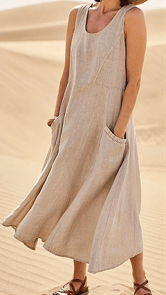 Women's Cotton-Linen Blend Sleeveless Dress - Nordfashionstorm - Women's Clothing, Fashion for You - Nordfashionstorm.com