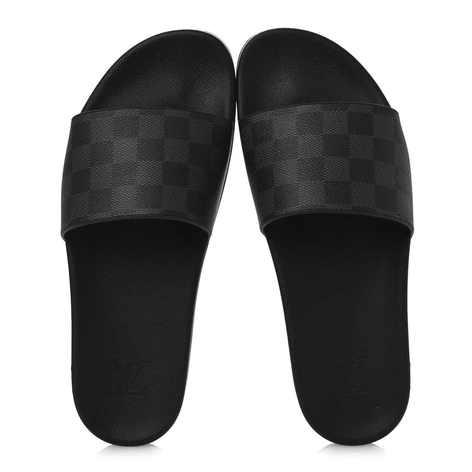 Damier Graphite Mens Waterfront Slide Sandal 9 Black