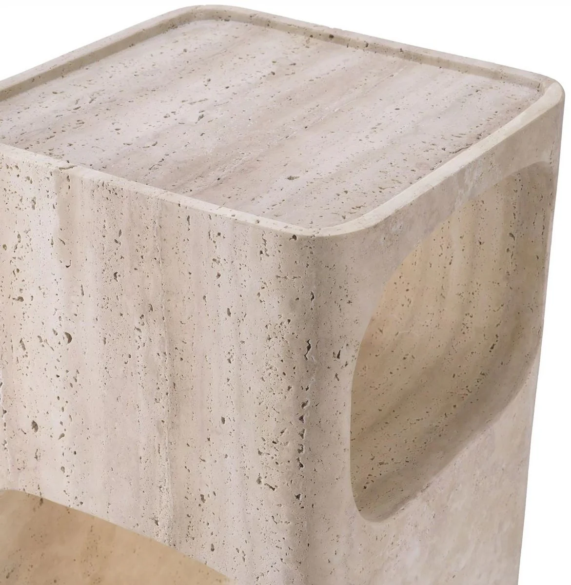 Luxury travertine side table beige 30.5 x 30.5 x H. 56.5 cm - natural stone side table - living room furniture - hotel furniture - travertine furniture - luxury furniture - luxury furnishings