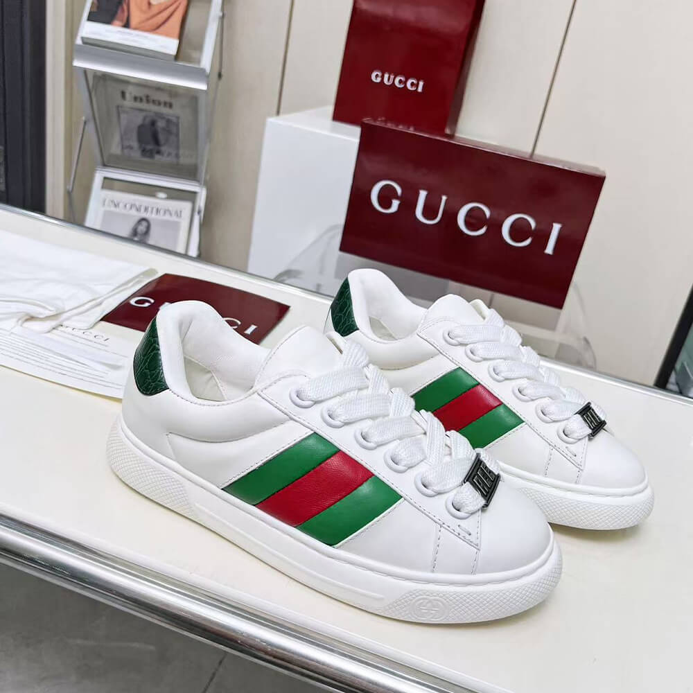 Gucci Ace Web Stripe leather sneakers - Top Club