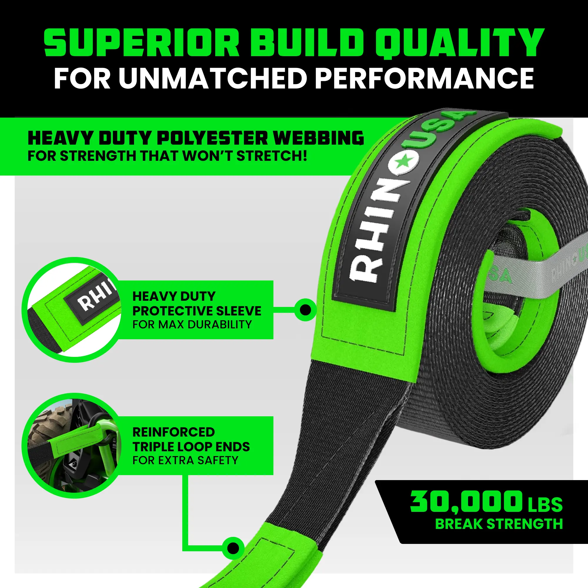 Rhino USA Recovery Tow Strap (3