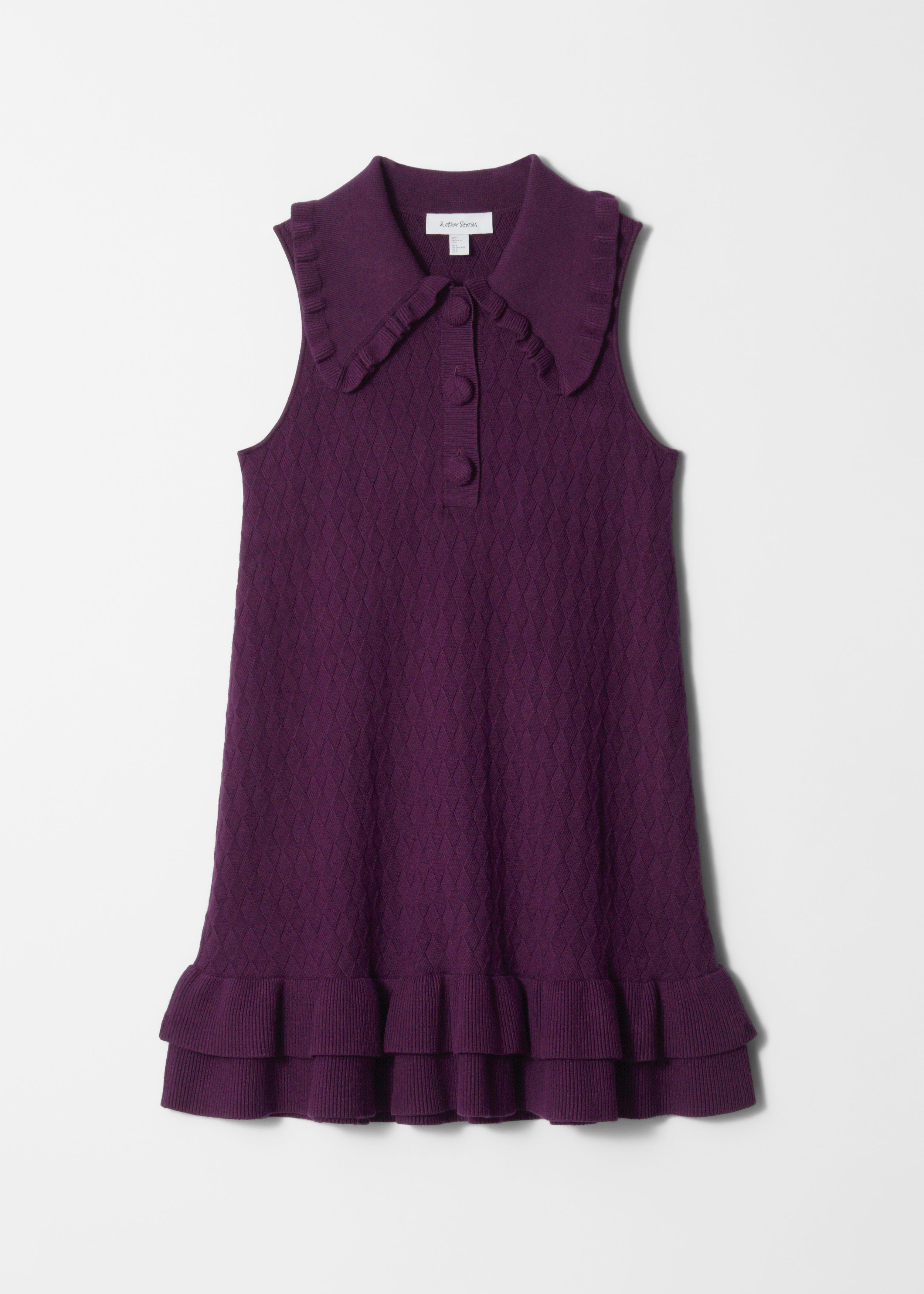 & Other Stories KNITTED FRILL MINI DRESS