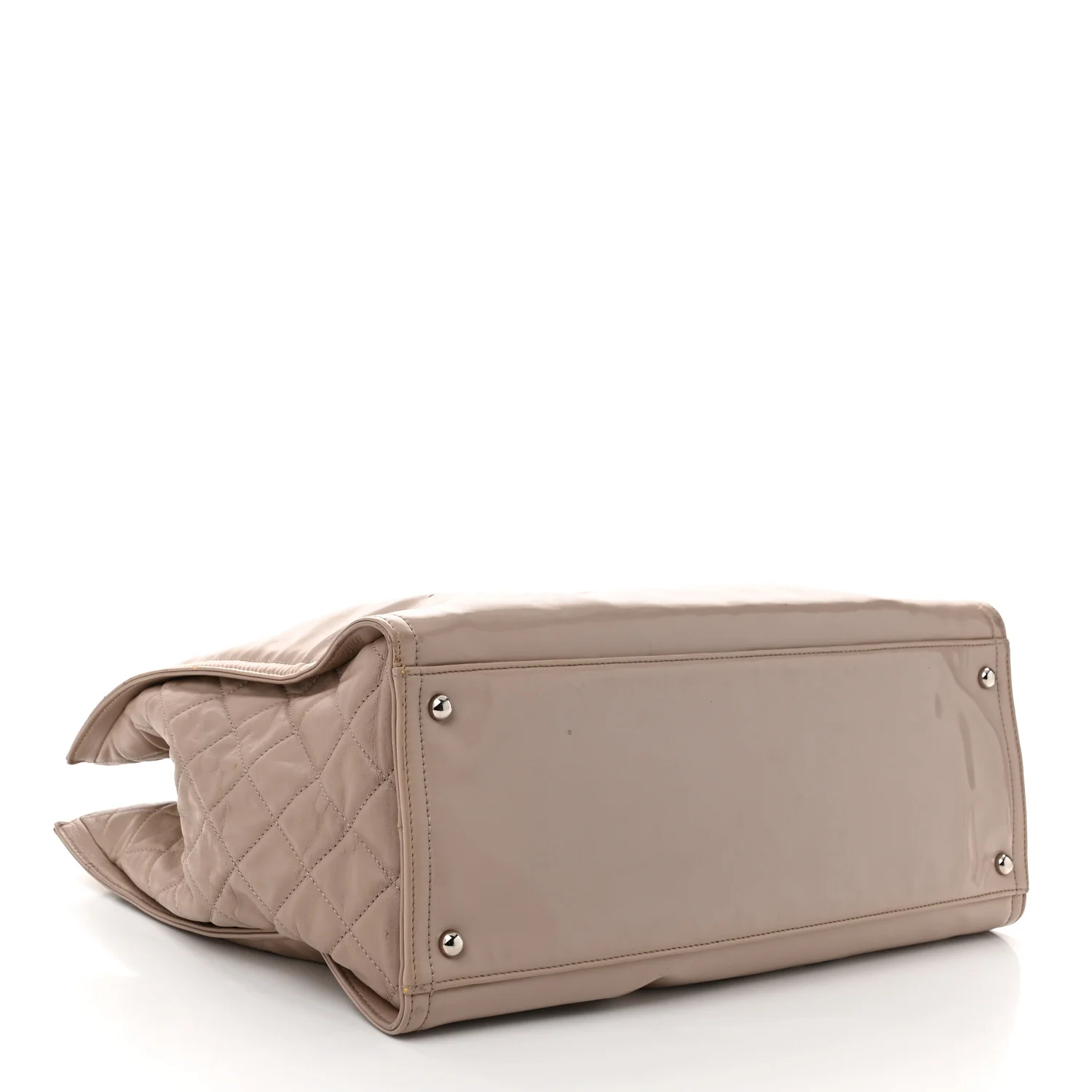 Vinyl Large Lipstick Tote Dark Beige - Top Club