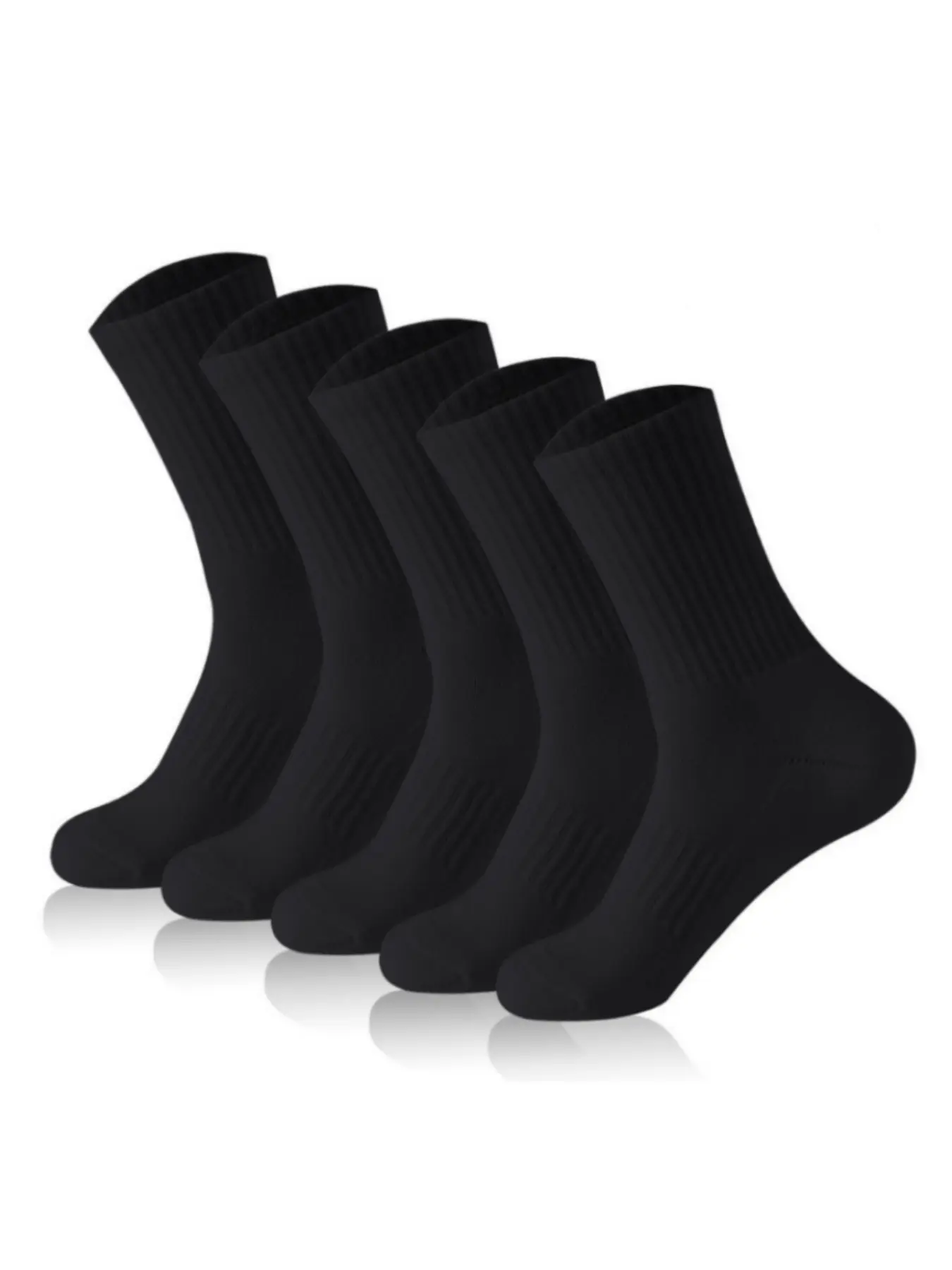 5 Pairs Men’s Solid Knit Crew Socks, Breathable Comfy Stylish Socks for All-Season Daily & Outdoor Wear