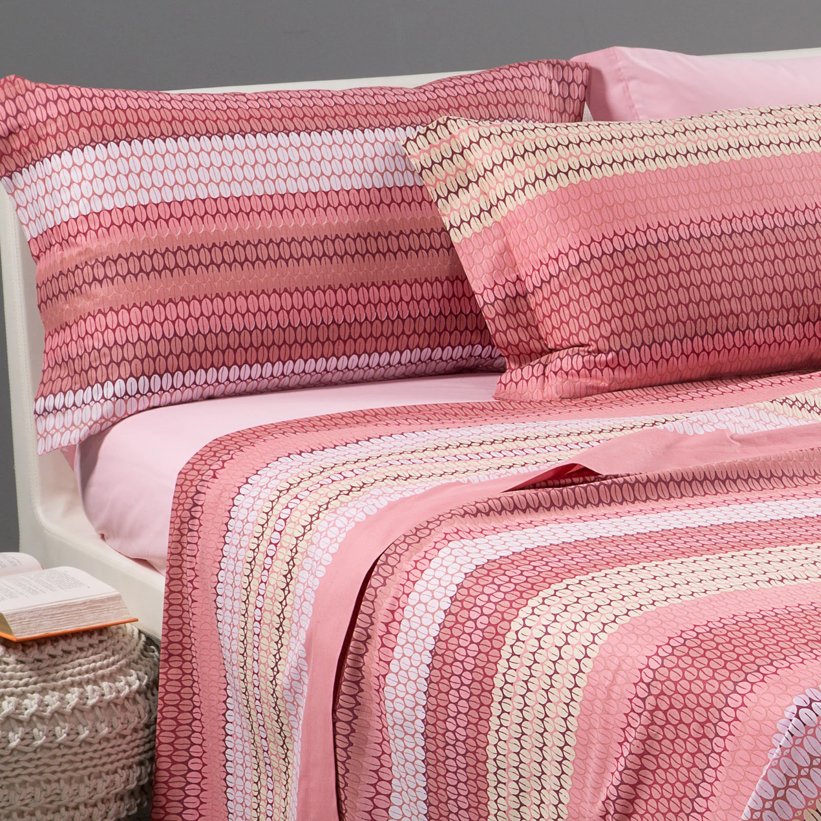 Single coral cotton cotton bed covers caleffi home