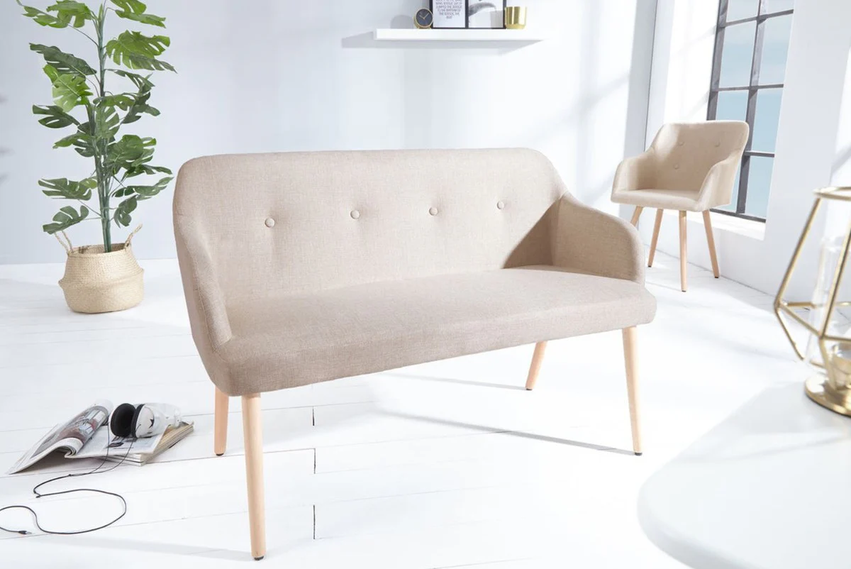 Bench natural color 116 cm - padded solid wood bench