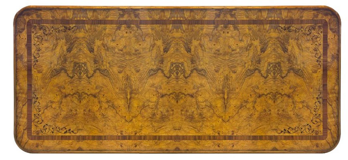 Luxury baroque dining table light brown 240 x 110 x H. 78 cm - Handcrafted solid wood dining room table in baroque style - Baroque dining room furniture