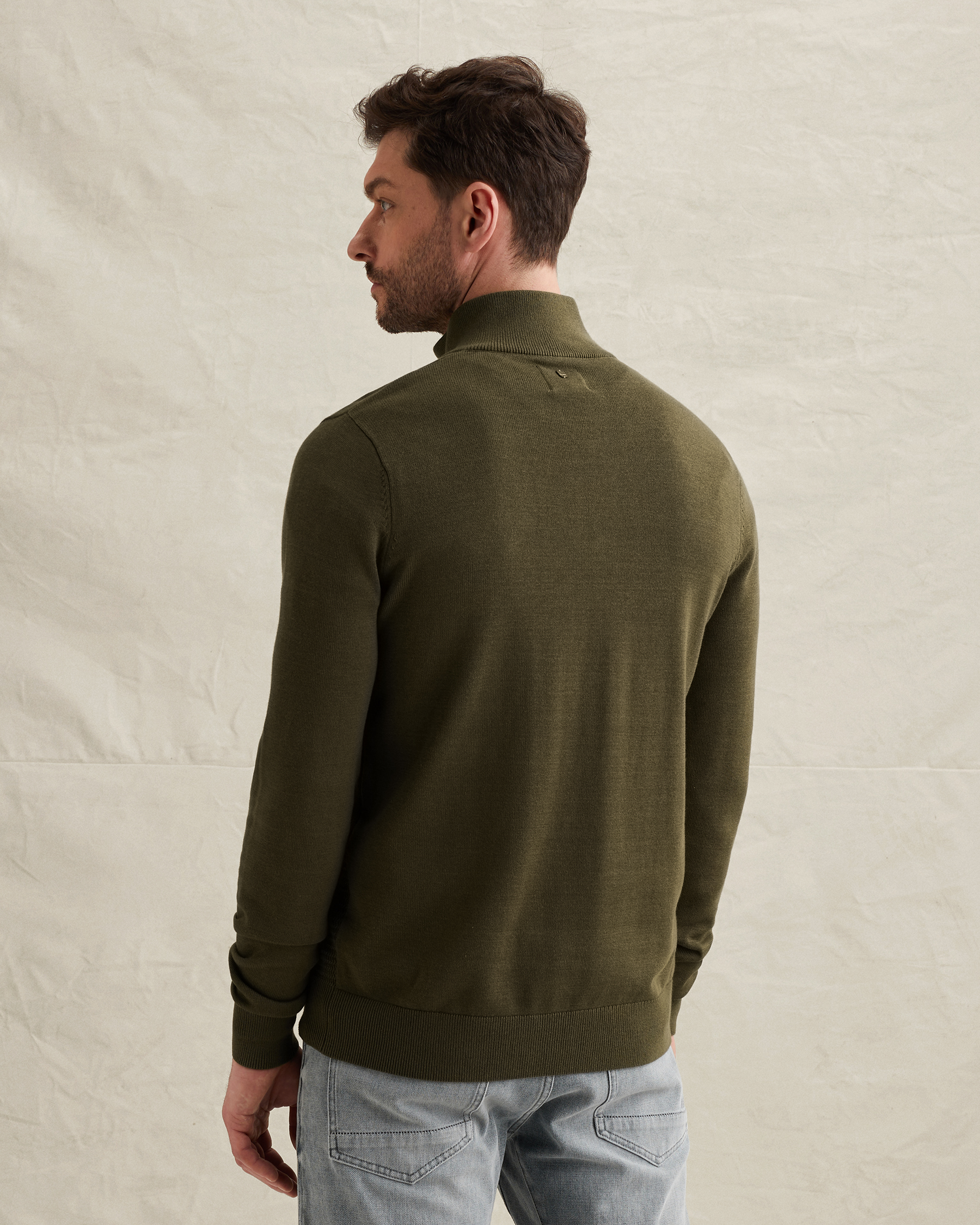 Pullover in cotton/modal with half-zipx