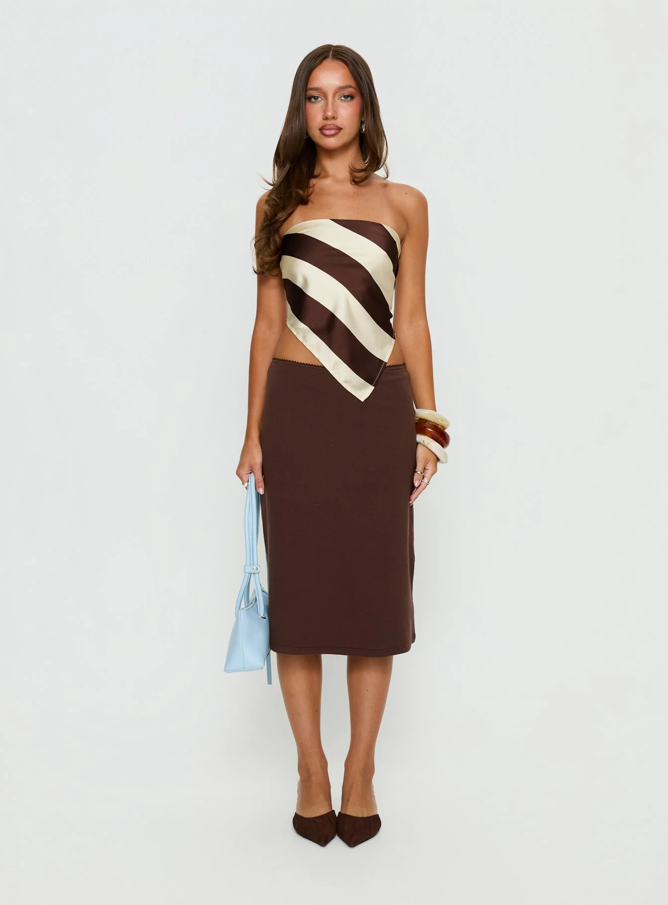 Baseline Rib Midi Skirt Chocolate