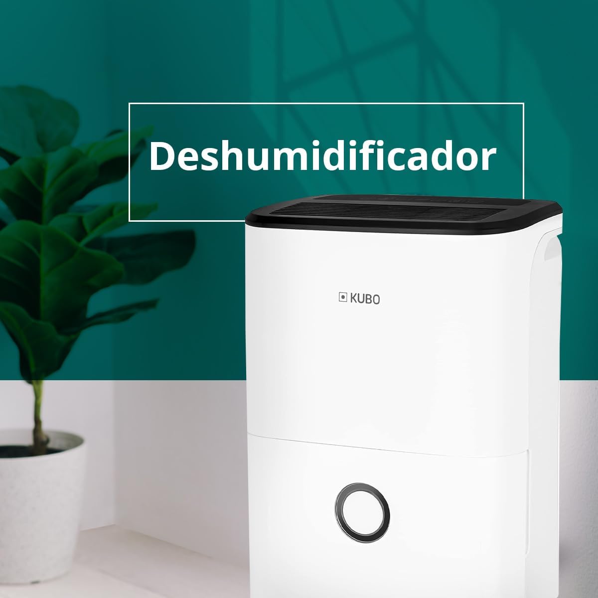 Kubo - Deumidificatore - Assorbe fino a 20 litri di umidità al giorno - Copertura fino a 52 m2 - Funzione di asciugatura dei vestiti - Silenzioso - Colore: Bianco
