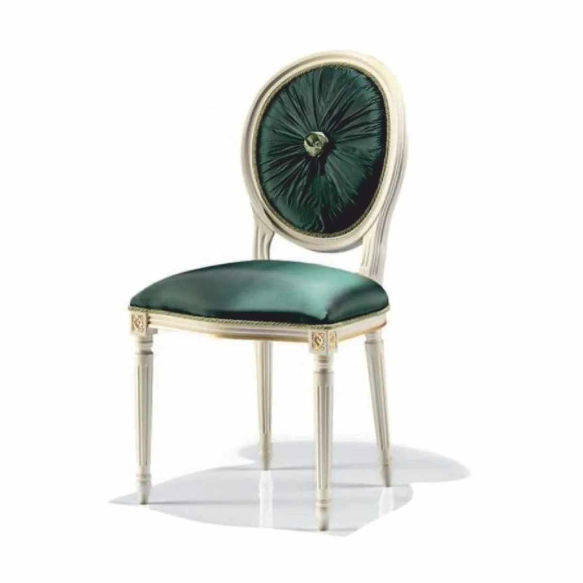 Luxury Baroque Dining Chair Green / White / Gold - Made in Italy