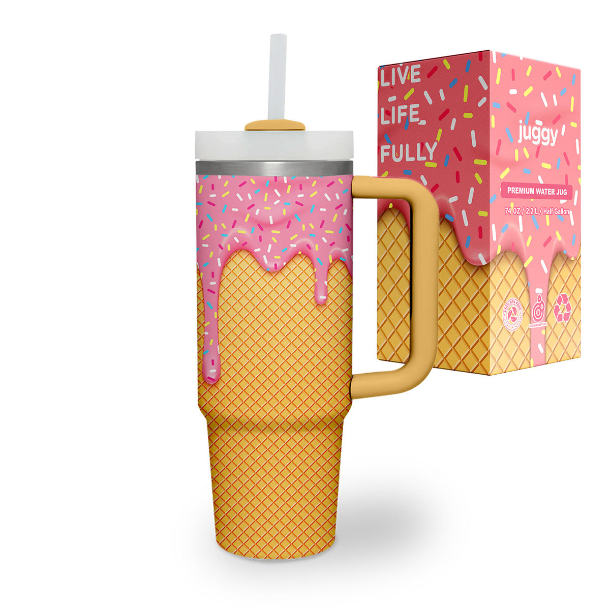 Ice Cream Custom Stanley Quencher 40oz Stainless Steel Tumbler