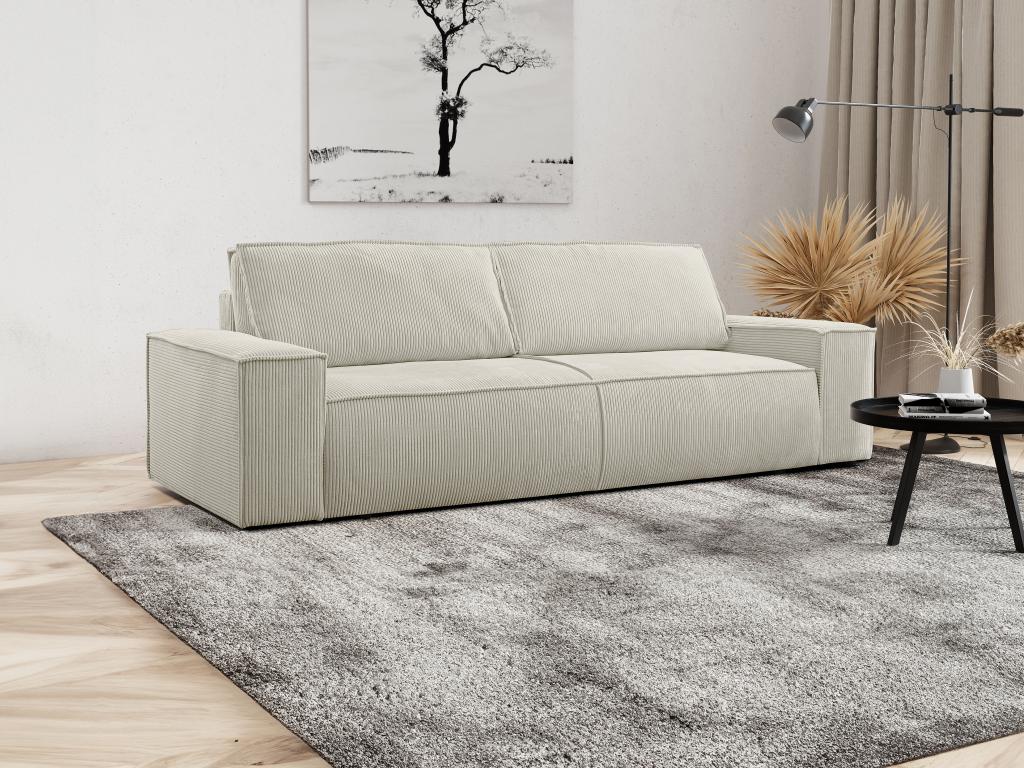Sofá cama de 4 plazas de pana beige
