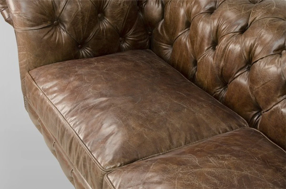 Chesterfield Luxury Real Leather Sofa 2.5 Seater Vintage Leather from Cigar