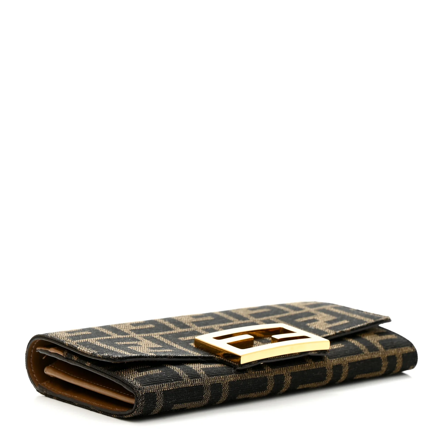 Fabric Jacquard FF 1974 Continental Wallet On Chain Tobacco Moro - Top Club