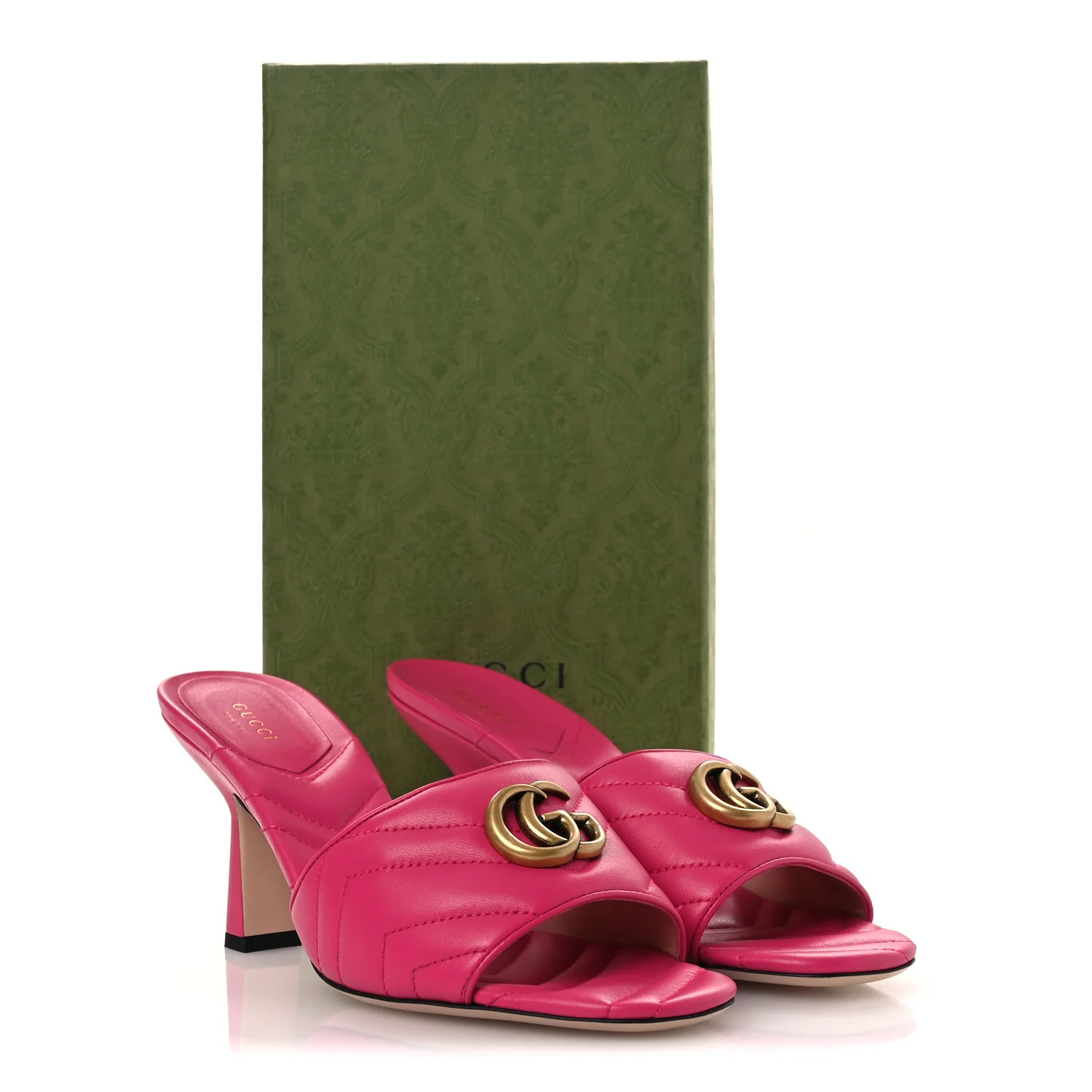 Nappa Matelasse GG Marmont 75mm Slide Sandals 41 Box Pink - Top Club