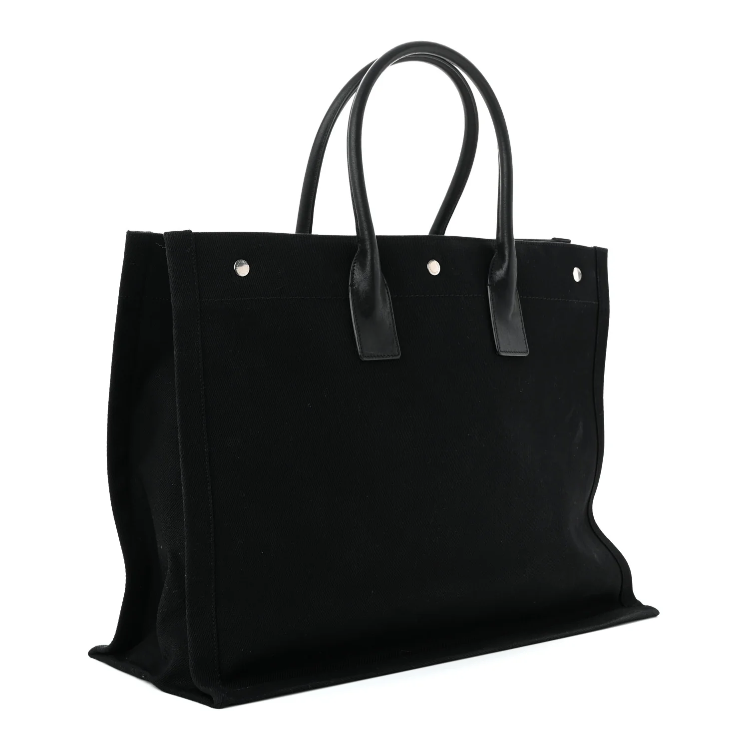 Linen Calfskin Rive Gauche Tote Black - Top Club