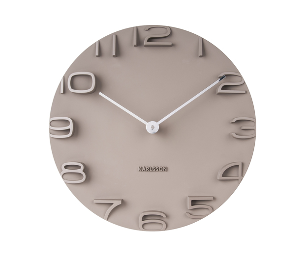 Wall clock on the Edge warm grey w. chrome hands