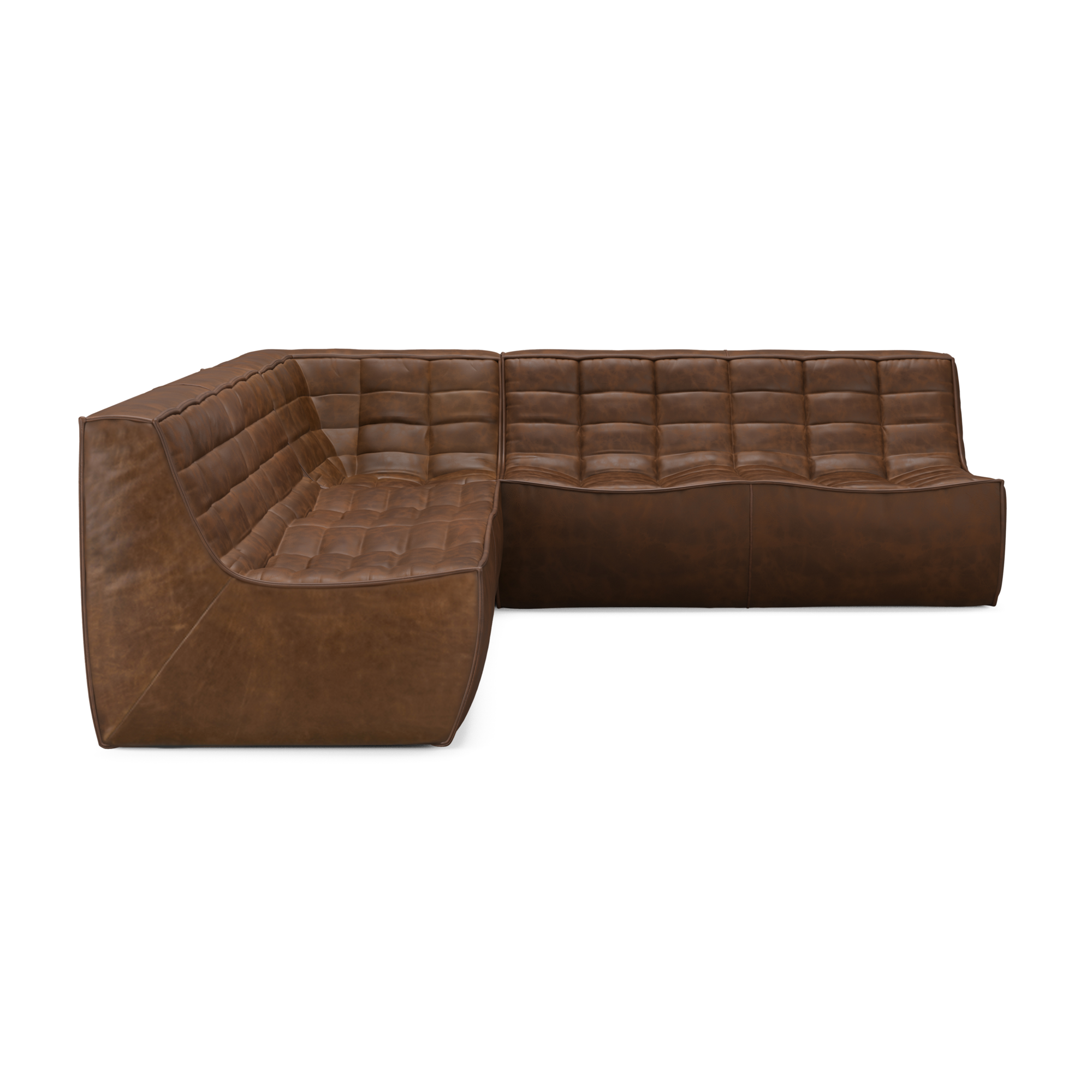 Modulaire bank N701 chestnut set 2x2 seat 90° rechte hoek