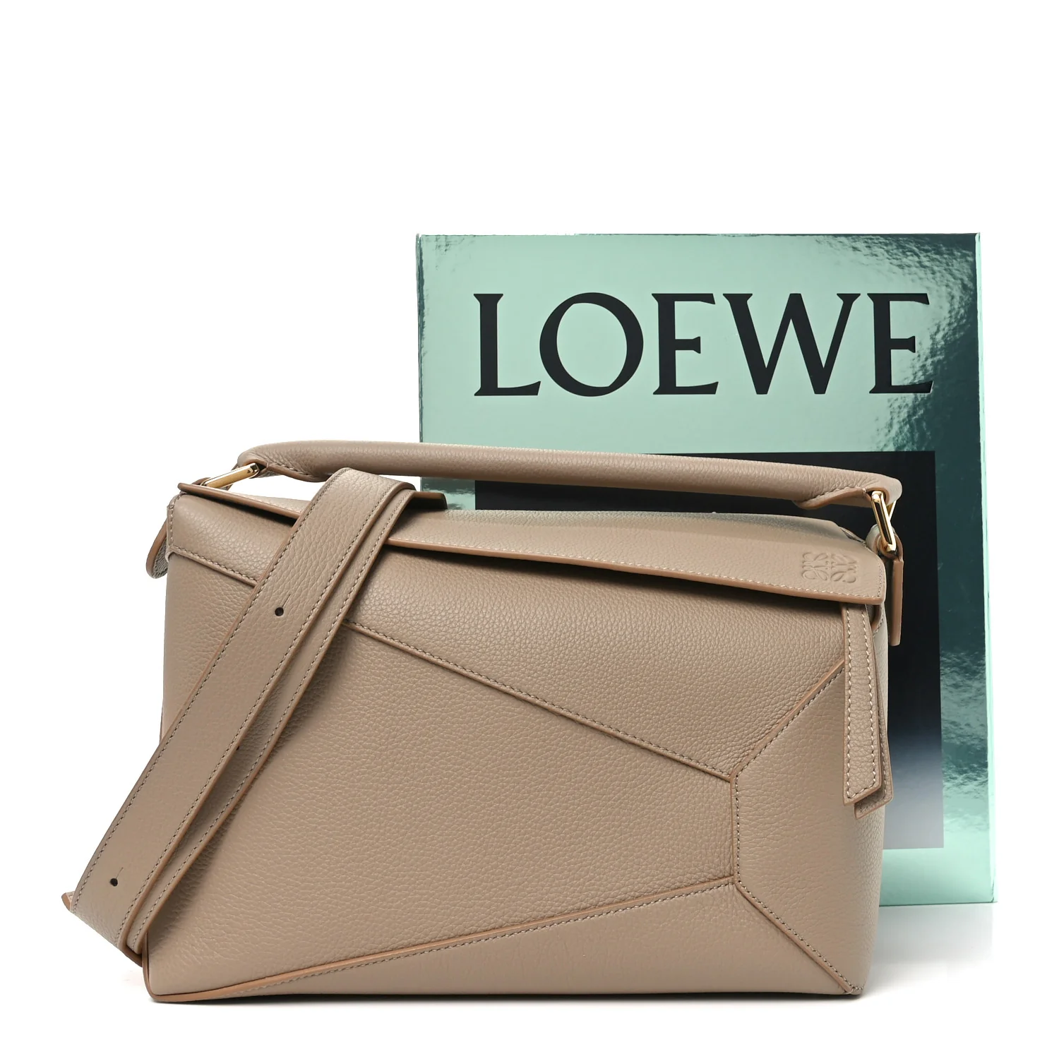 Calfskin Large Puzzle Edge Bag Sand - Top Club