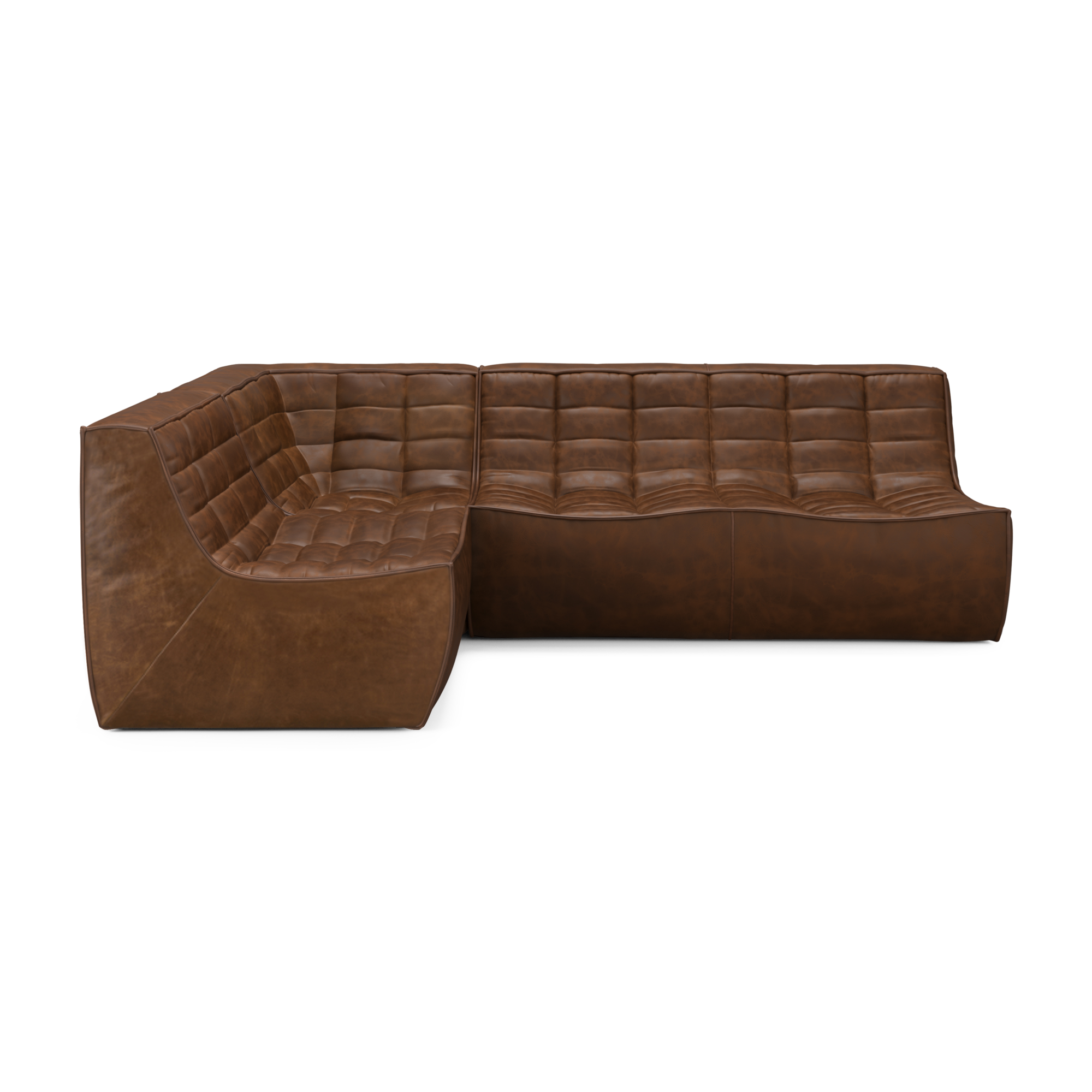 Modulaire bank N701 chestnut set 1+2 seat  90° recht hoek