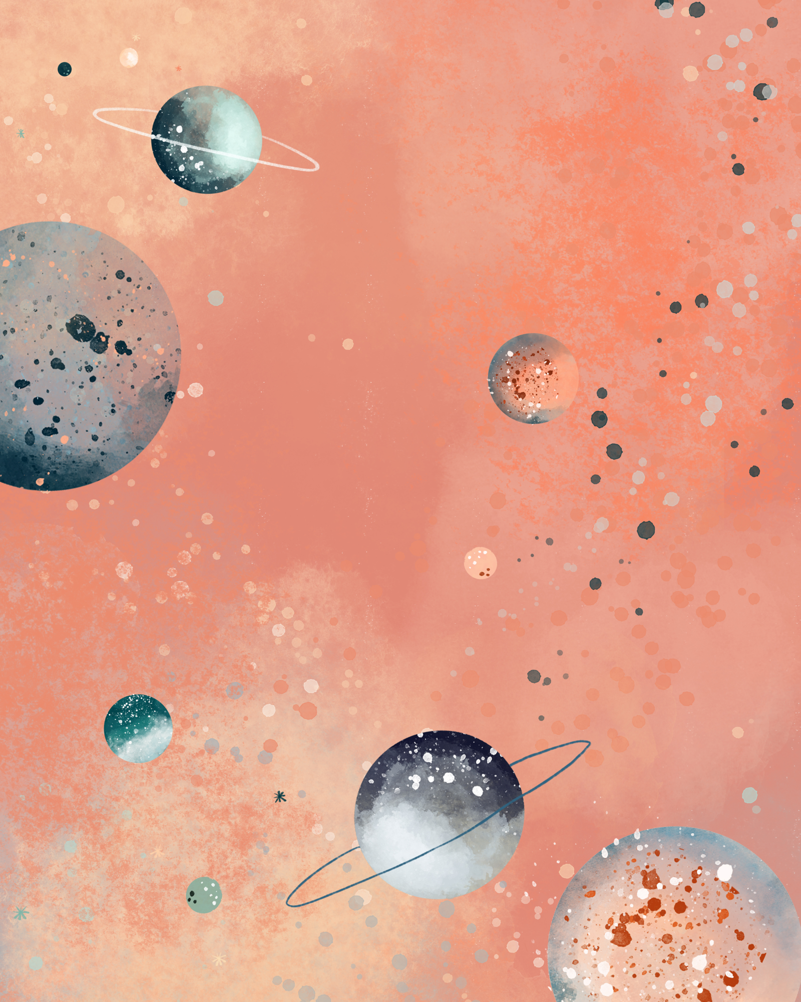 Poster Planets Pink 40 x 50 cm