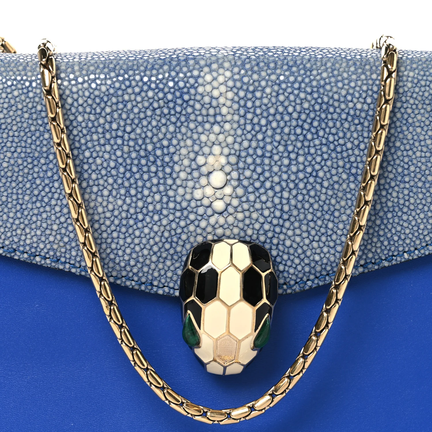 Galuchat Calfskin Serpenti Forever Crossbody Bag Blue - Top Club
