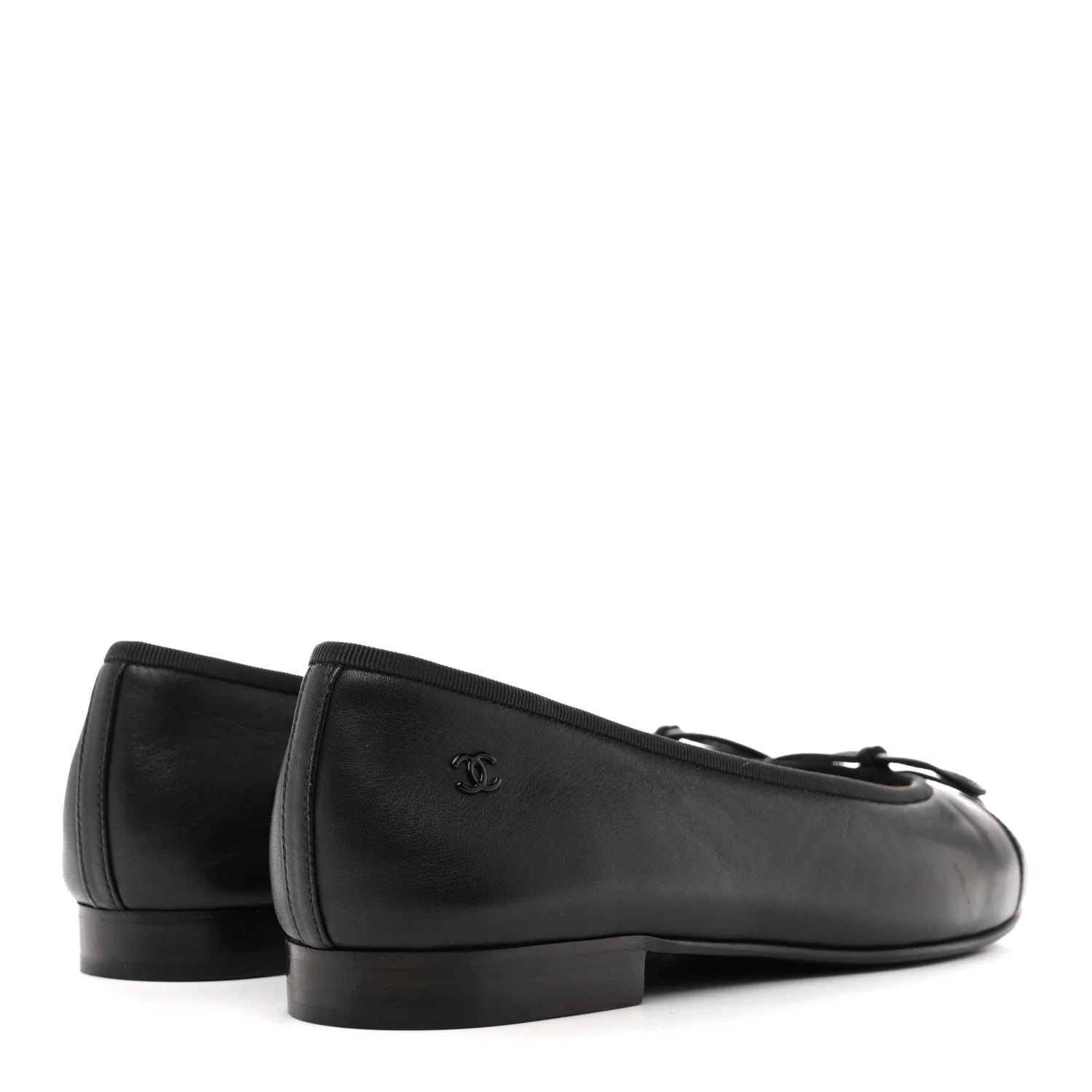 Lambskin Cap Toe CC Uniform Ballerina Flats 37 Black - Top Club