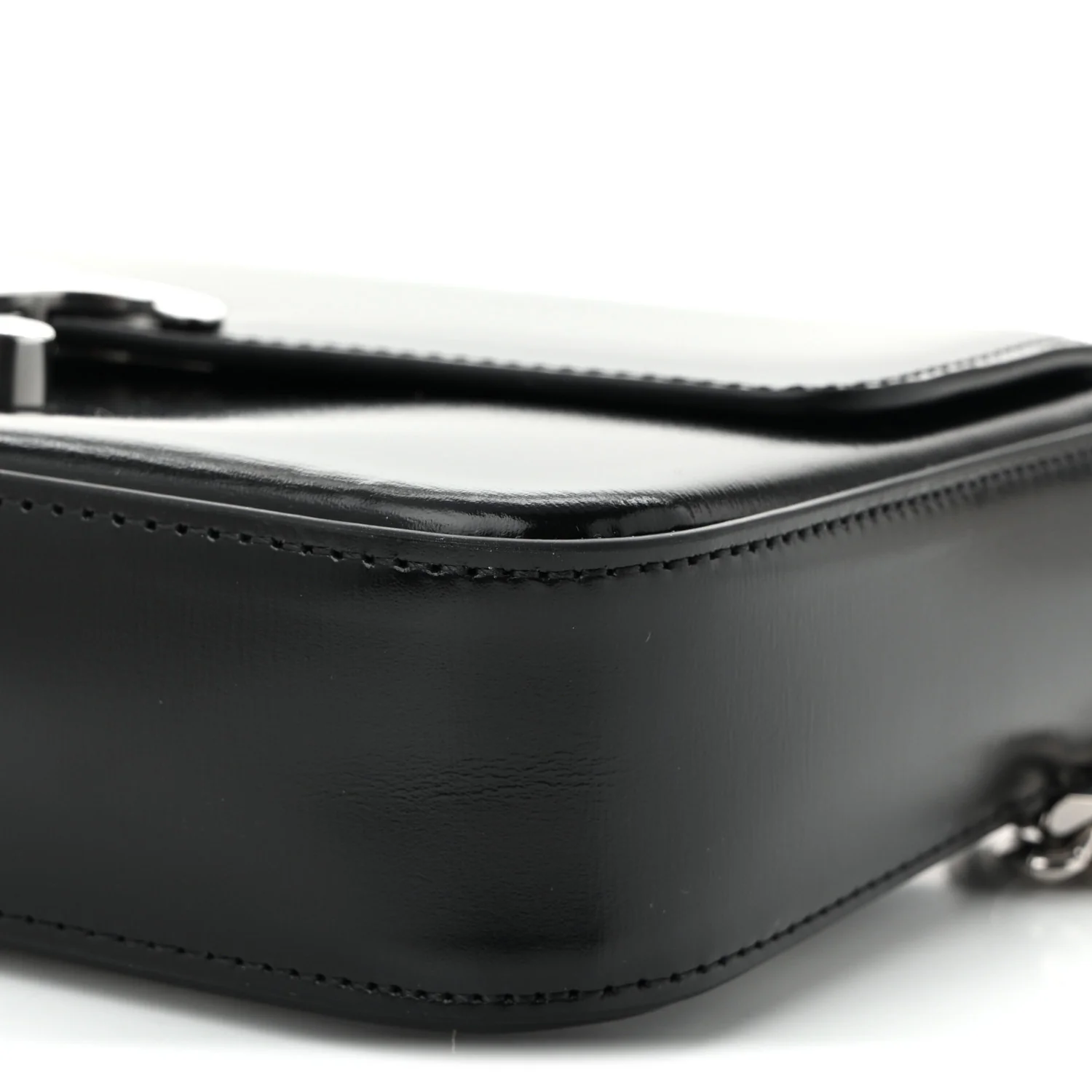 Shiny Calfskin Triomphe Chain Shoulder Bag Black - Top Club