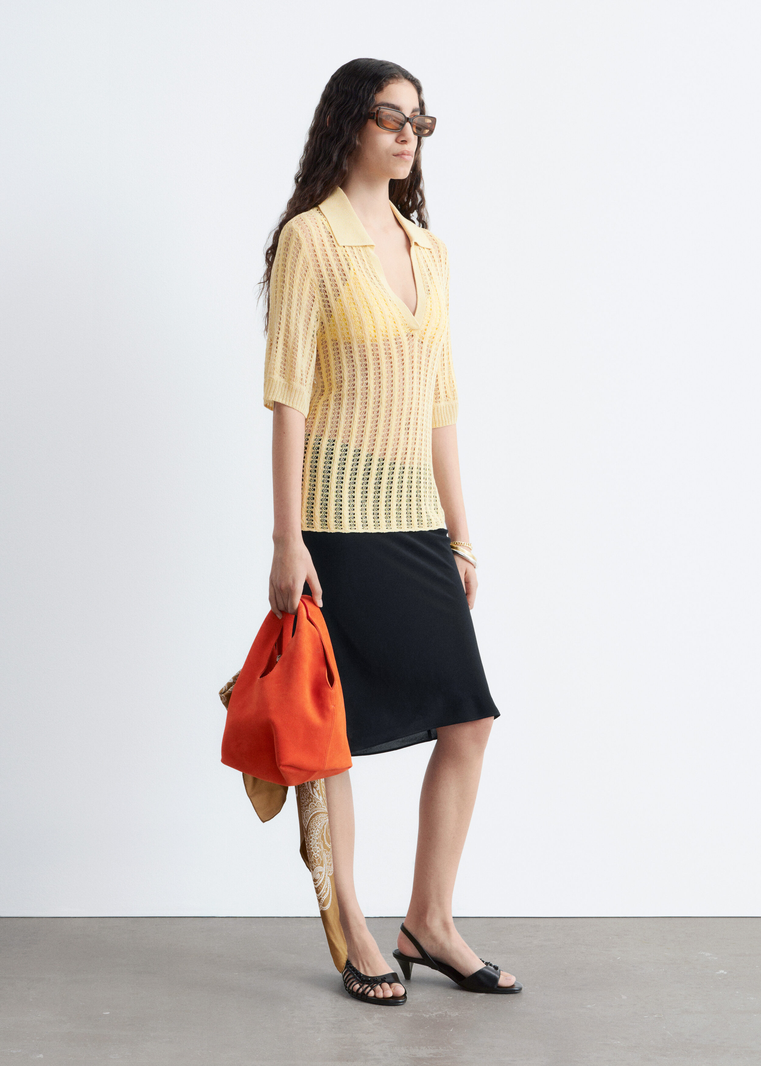 & Other Stories OPEN-KNIT POLO TOP
