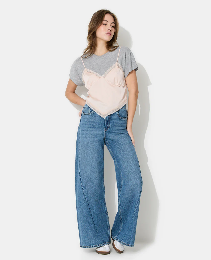 Pimkie T-shirt 2 en 1 avec top dentelle et satin