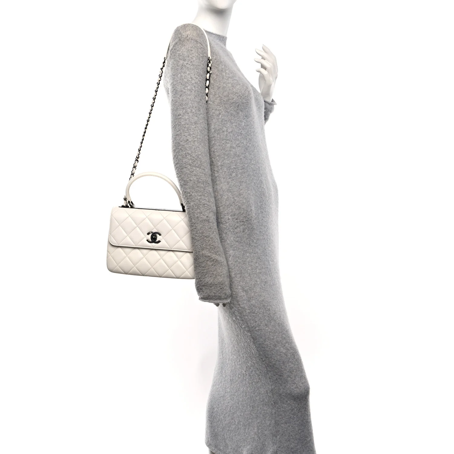 Lambskin Quilted Small Trendy CC Dual Handle Flap Bag White